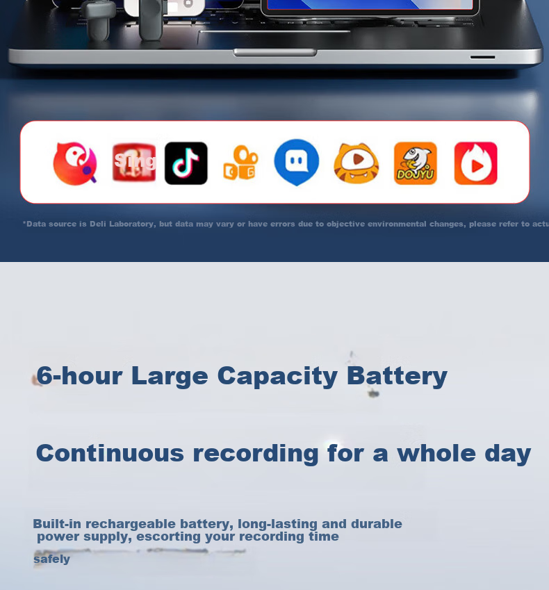 Deli Wireless Lavalier Microphone, Live Streaming Host Short Video Outdoor Shooting Audio Recording Smart Noise Reduction Mobile Phone Computer Speaker Pickup Microphone One-To Compatible with Apple And Android MN520 10