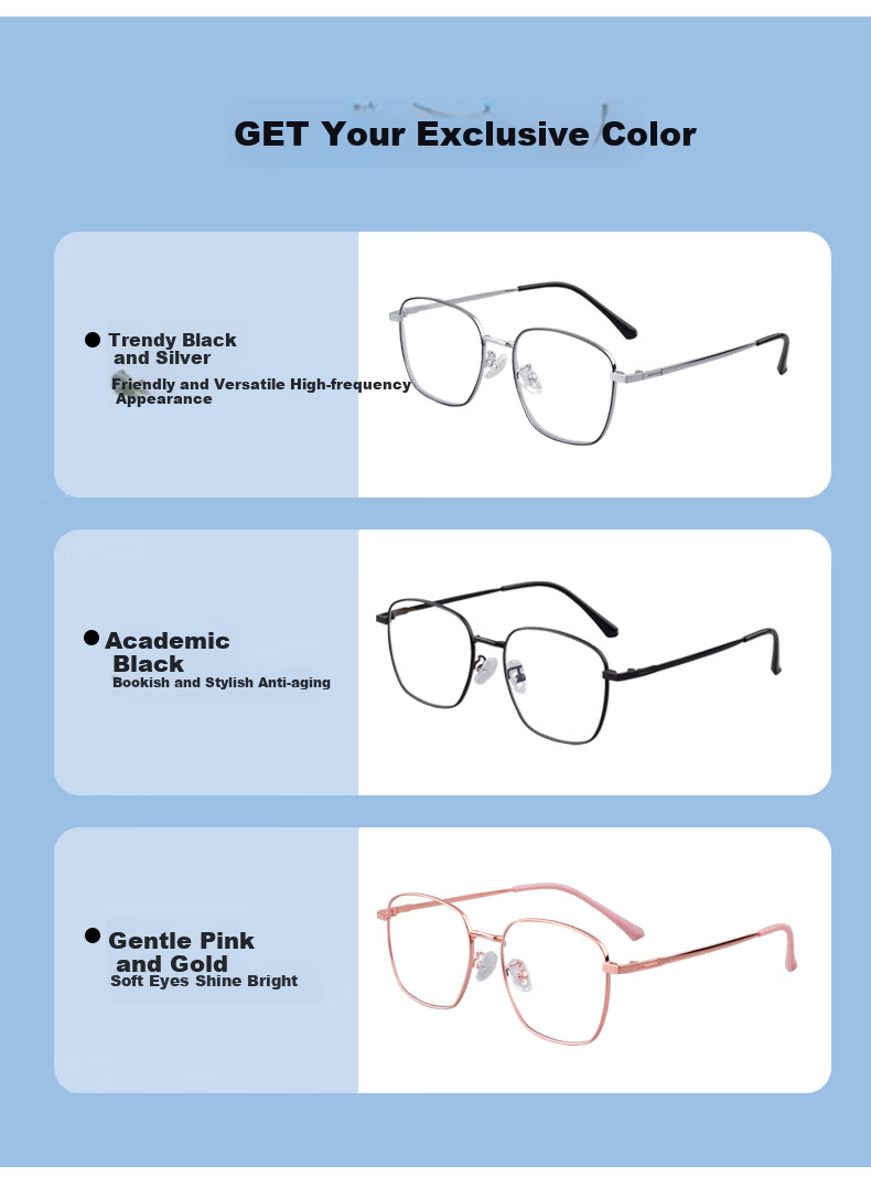VGO Blue Light Blocking And Radiation Protection Glasses for Men And Women, Titanium Frame Non-Prescription Protective Eyewear, Myopia Glasses Frame 10077 Rose Gold 8