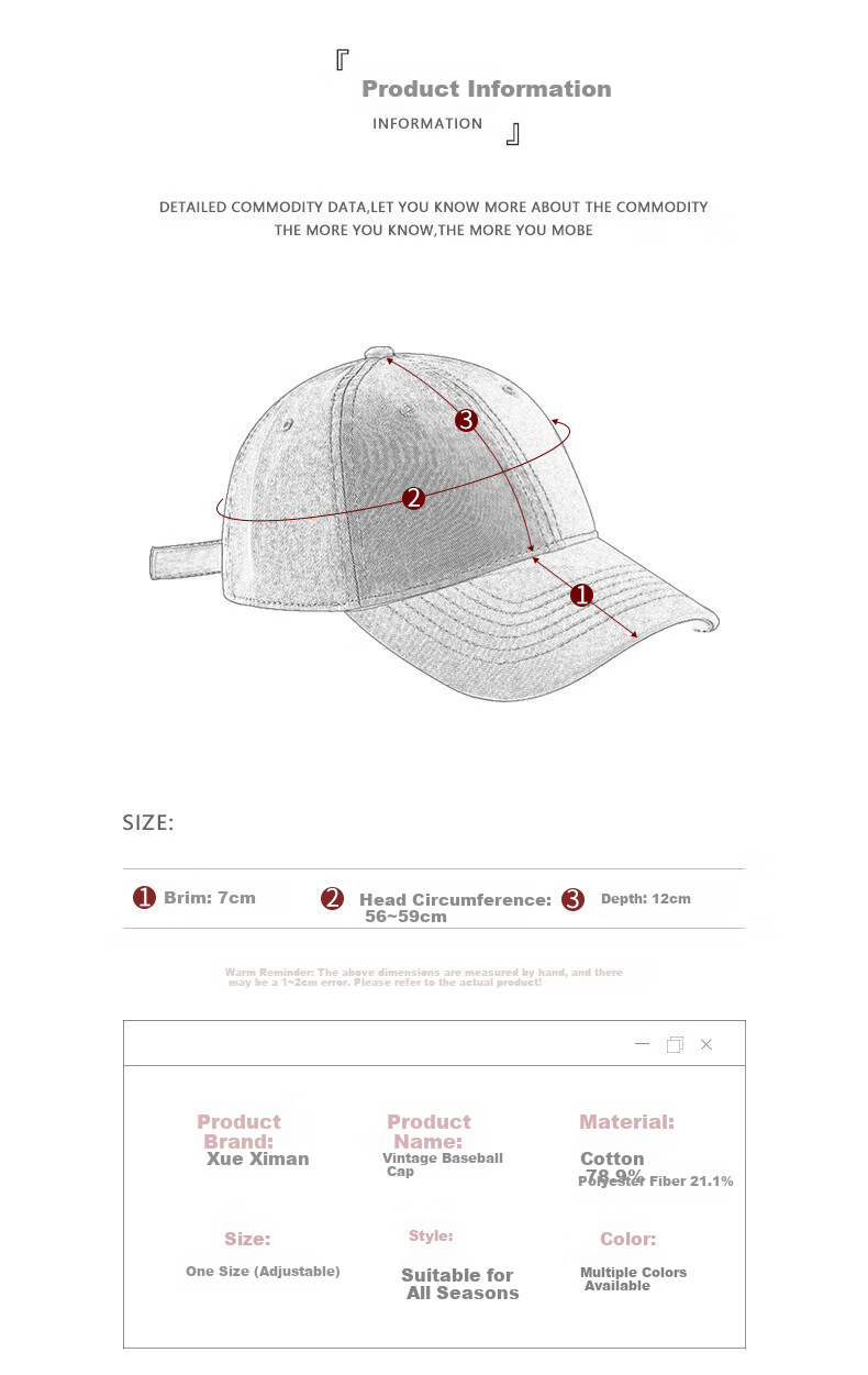 XUEXIMAN Men's Casual Fashion Baseball Cap, Soft-Top Visor Hat for Men, Sun Protection Cap, Korean Style Versatile Hat 6