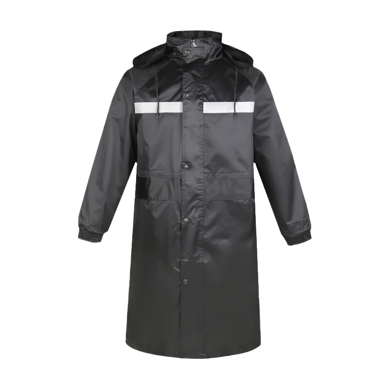 Shengli Adult Raincoat Thickened One-Piece Full-Body Reflective Waterproof Outdoor Worksite Rain Poncho BR1-005 Black 2XL