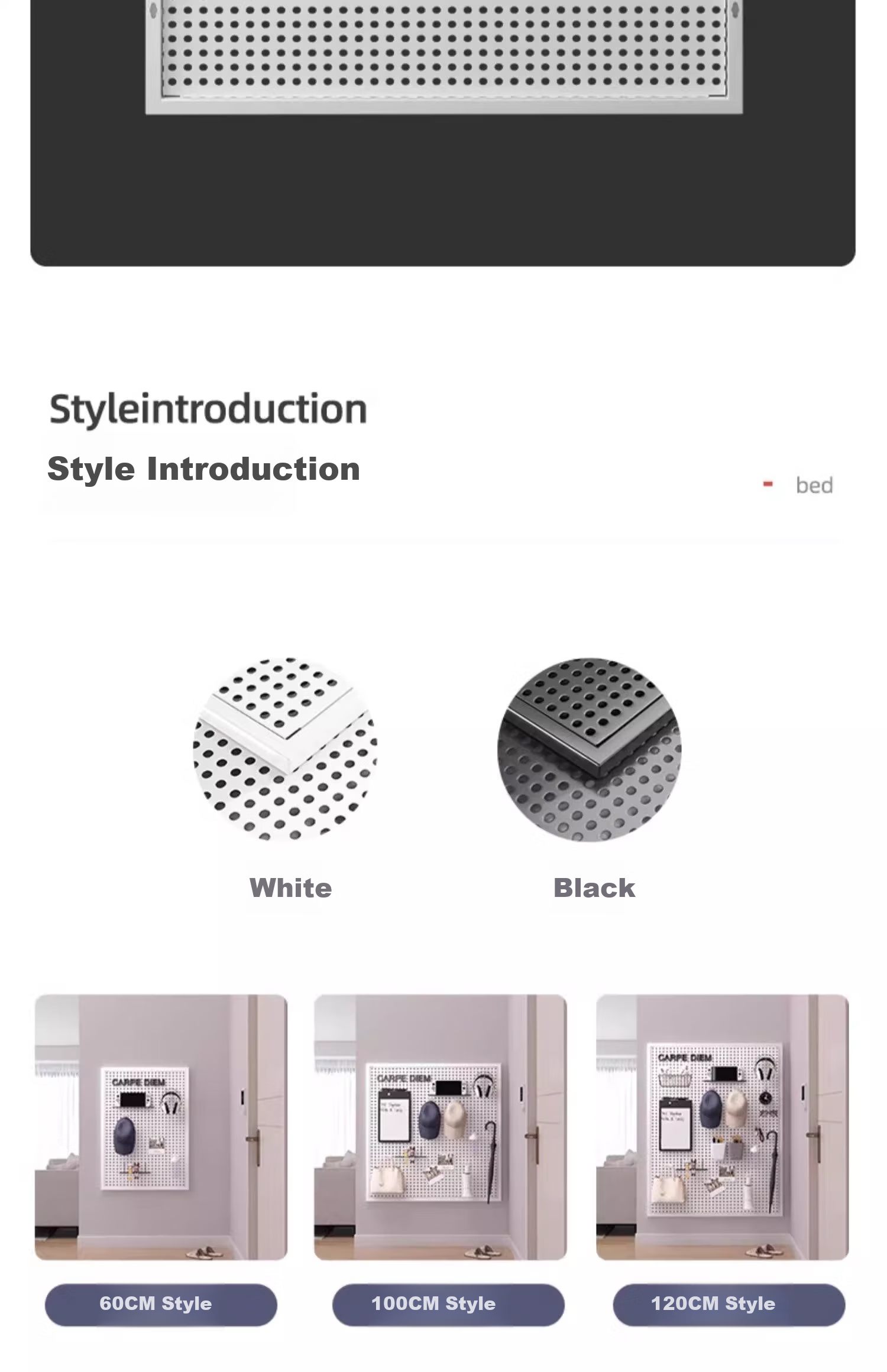 XIAOJIANGCAI Pegboard Wall Storage Rack, No Drilling Required, Dorm Living Room Wall Hardware Tool Display Storage Shelf, 40*60 White 13