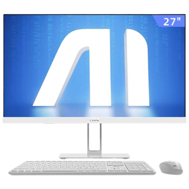 AOC Subsidies Master E33, 27-Inch Xiaoi Smart All-In Desktop Computer, AIPC Host (N95 16GB 1TB Keyboard And Mouse), White