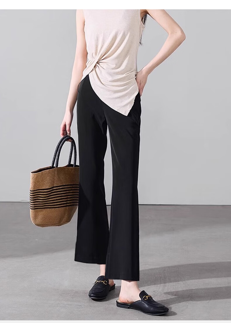 JOYNCLEON Maternity Pants Summer Thin Flared No Belly Support Long Pants Petite Maternity Wear Black XXL Jyk181766 16