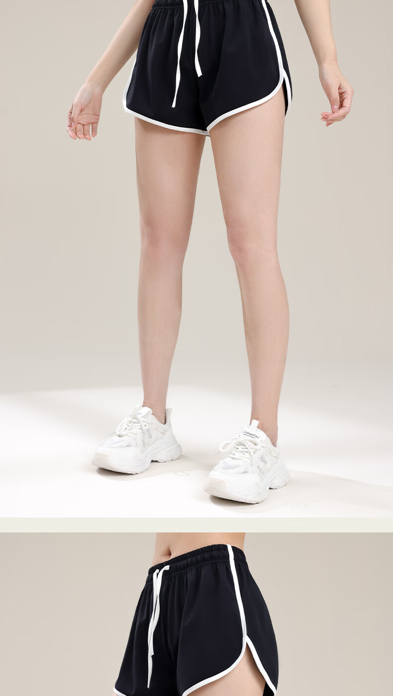 Women's Casual Sports Shorts Spring Summer New Drawstring Color-Block Hot Pants Fashion Versatile Wide-Leg Slimming Bermuda Yoga Shorts 6
