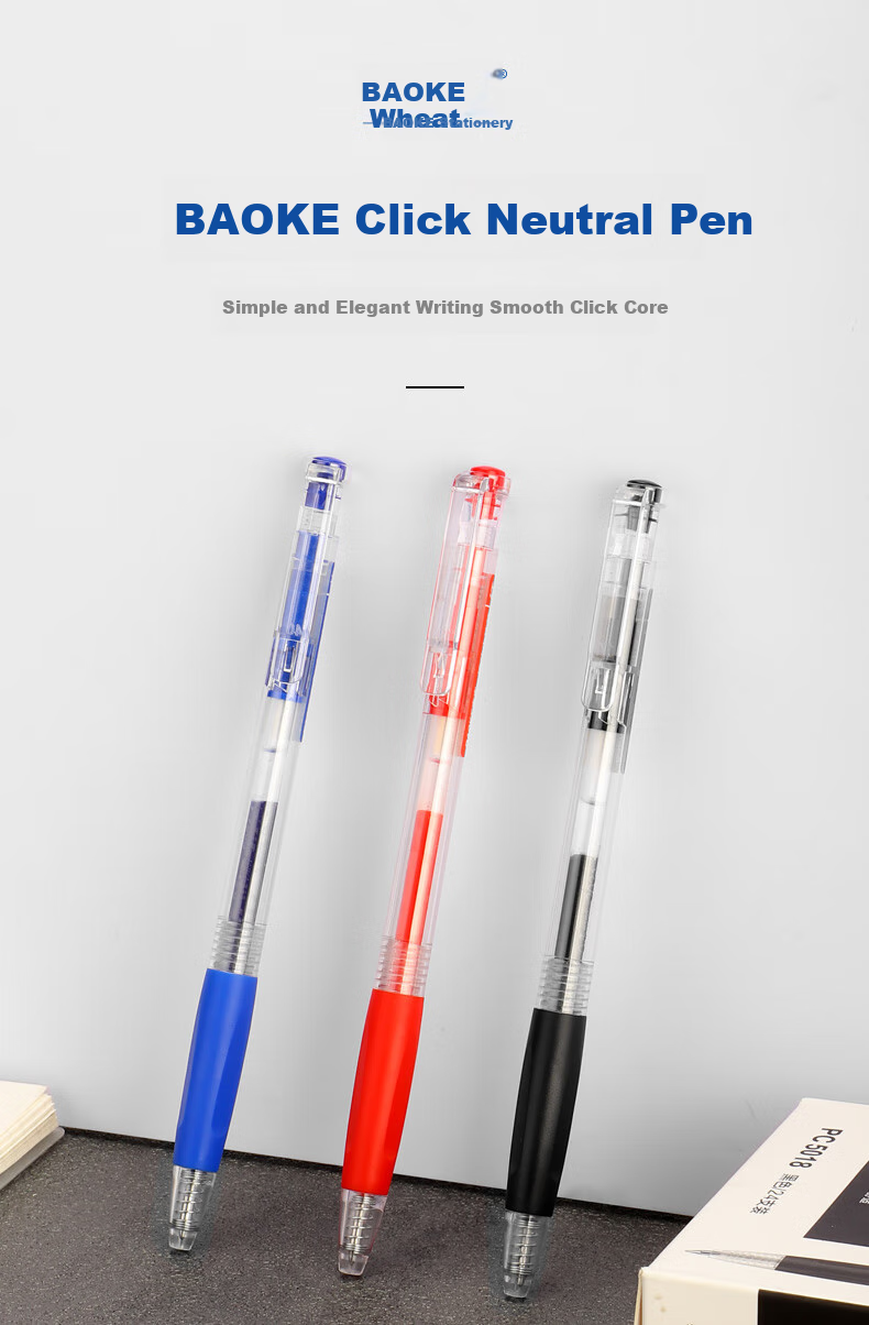 BAOKE PC5018 Retractable Gel Pen, Bullet Tip 0.5mm, Simple Student Pen, Black, 24 Pens/box 1