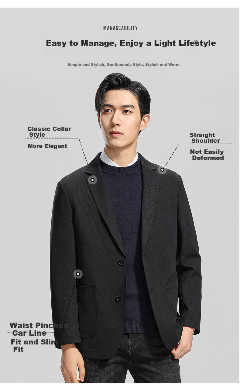 ROMON Men's Sun Protection Suit, Summer 2026 Business Wrinkle-Free High-End Single Suit Jacket, Cool-Feeling Outerwear, Gray, 3XL 13