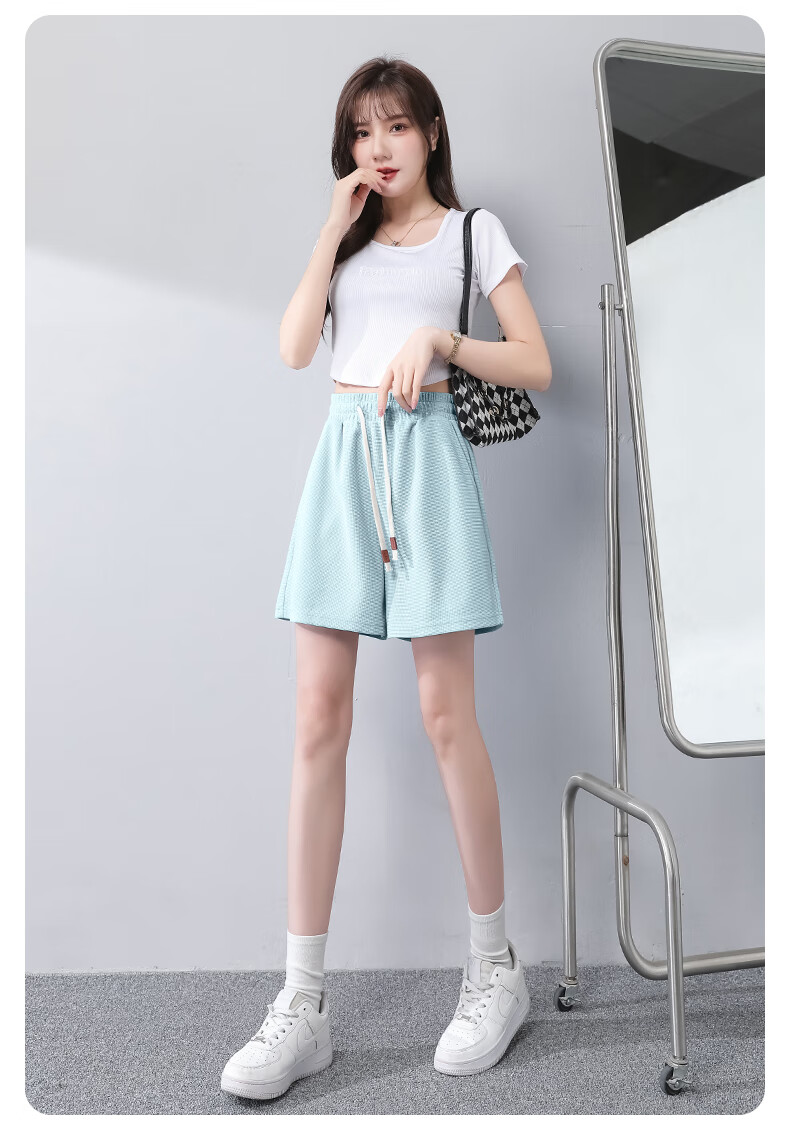 Warrior Waffle-Knit Shorts for Women, Summer 2026 Casual Style Versatile Fashionable Skin-Friendly Breathable Comfortable Commuter-Style Three-Quarter Pants 7