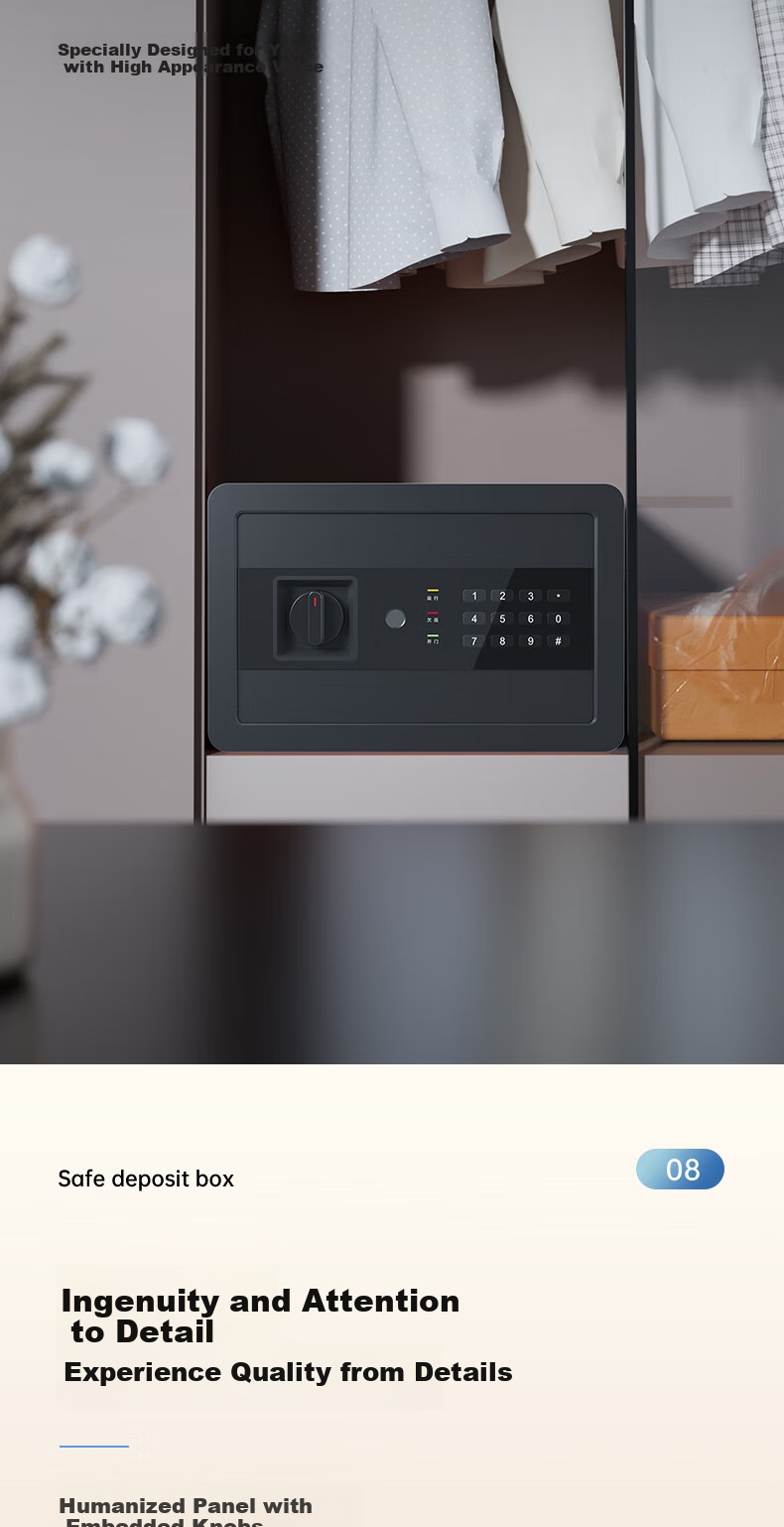 Deli Safe, Home Electronic Password Safe Box, Office Financial Special Small File Cabinet, Wall-Mounted Or Built-In Confidential Cabinet, Can Be Fixed Installation, 20cm Obsidian Black 8
