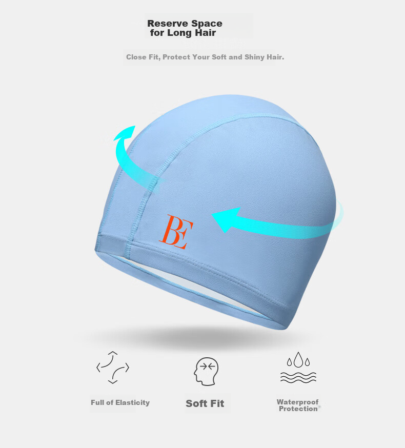BALNEAIRE Shining Series Swimming Cap, High-Quality Silicone with Soft Outer Coating, Excellent Waterproof Performance, BYM009, Light Blue 8