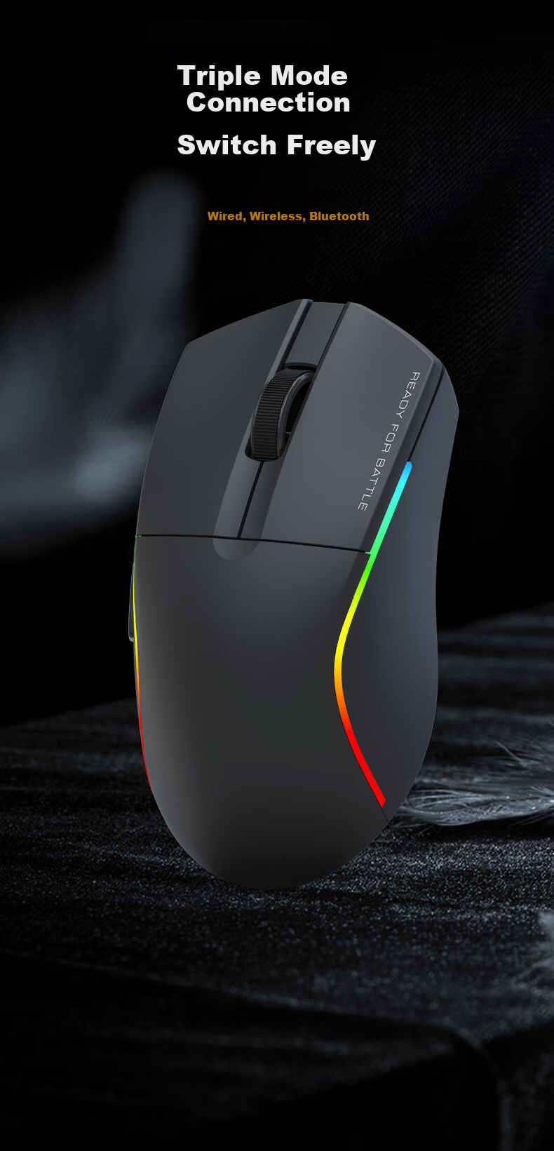 REDRAGON G58 Gaming Mouse, PAW3395 Wireless Gaming Mouse, Ergonomic Mouse, New Year Gift, Black 5