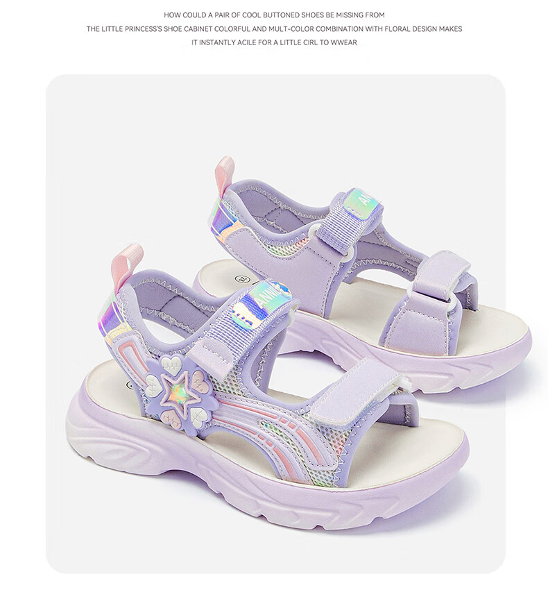Annil Children's Sandals for Girls, 2025 Summer New Style, Velcro Girls' Shoes, Lightweight Soft-Soled Beach Sandals 6292 6