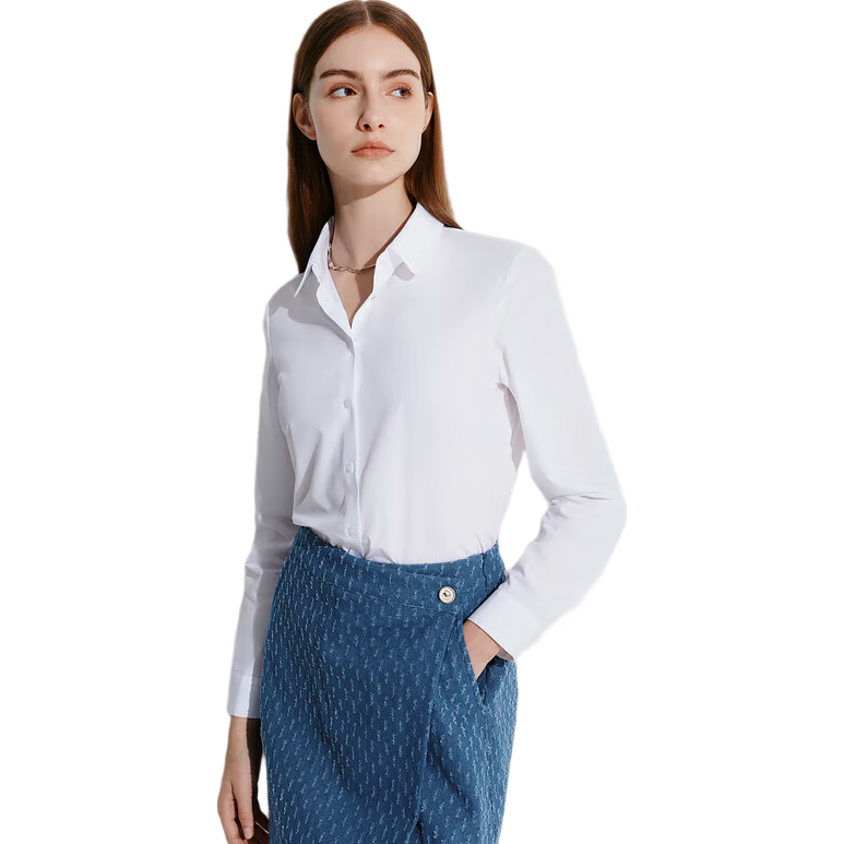 G2000 Women's Cotton Blend Long Sleeve Shirt, Comfortable and Skin-Friendly, Suitable for All Seasons, Mall Style, Commuter Wear