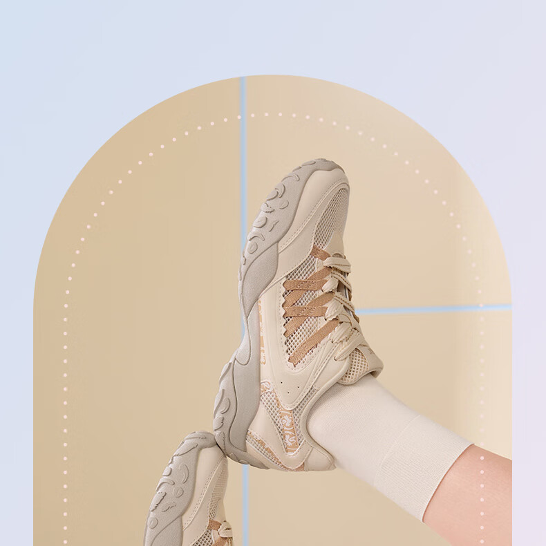 361° Women's Sports Shoes, Spring And Summer Ballet Flats, Mesh Casual Low-Top Chunky Sneakers, 682526769-3 9