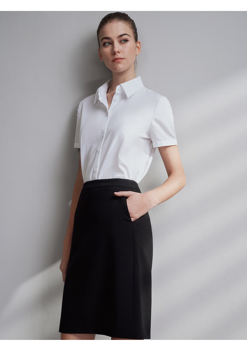 G2000 Modal Stretch Women's Short Sleeve Shirt with Bow Gift Spring Summer Mall Edition Ice Blue Size 38 3