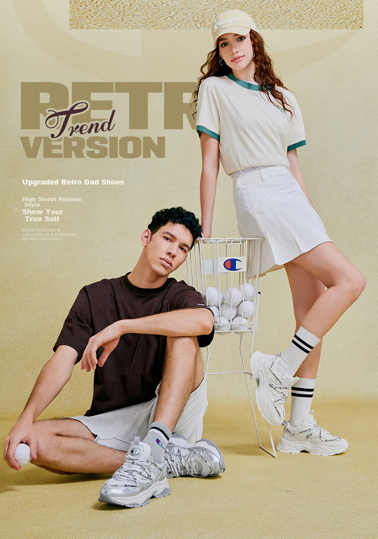 Champion American Dad Shoes for Women And Men, Casual Fashion Korean-Style Thick-Soled Height-Increasing Dad Shoes 24FWC12 Deep Silver 11