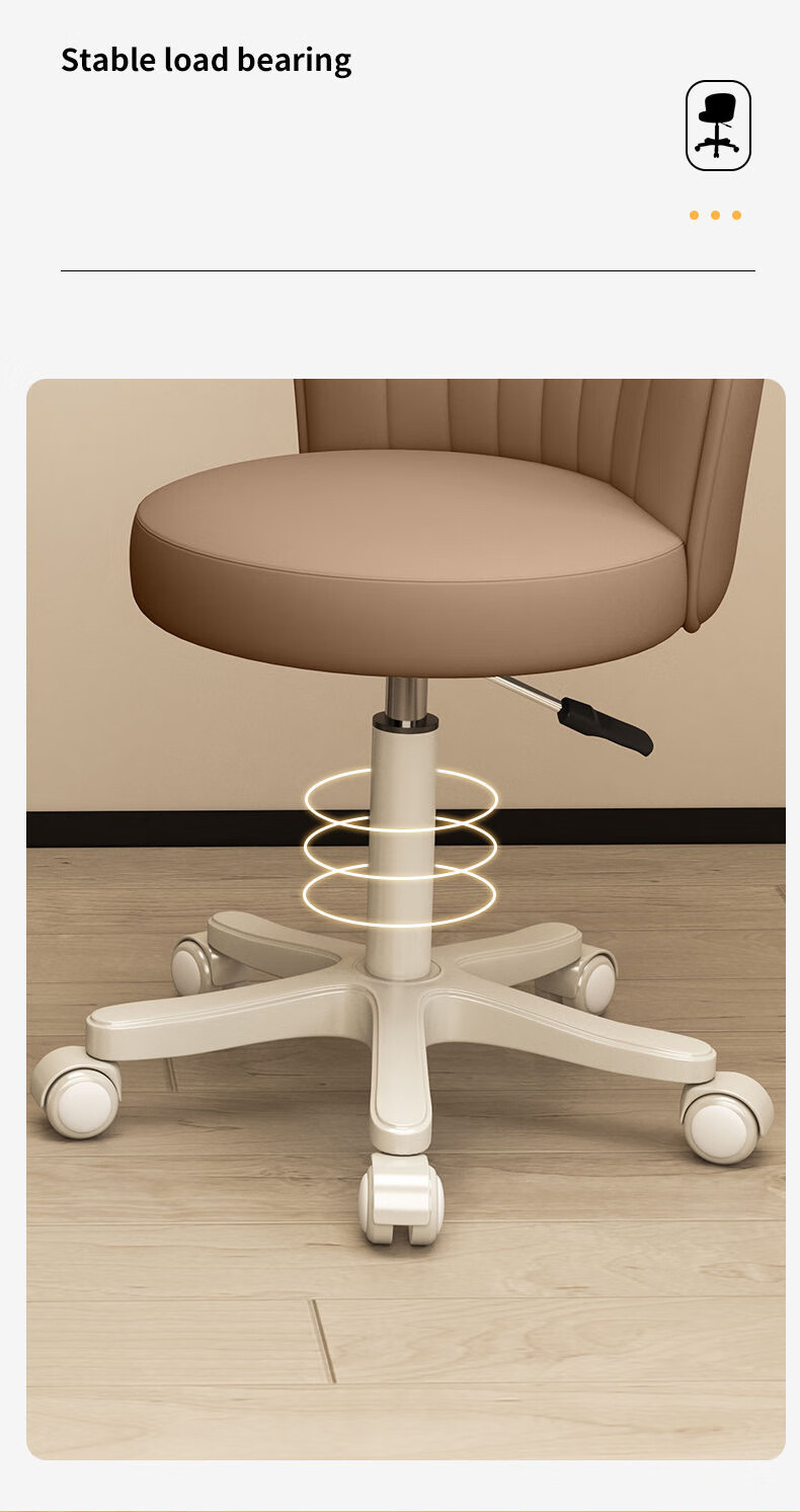 Huanaxin Stool, Bar Chair for Home Use, Adjustable Height Beauty Salon Chair, Nail Art Chair, High Stool with Backrest, Front Desk Rolling Stool BY661 9