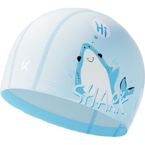 Keep Children's Swim Cap, Non-Binding, for Boys And Girls, Comfortable Fabric Cap, Baby Ear Protection, Swimming Equipment, 250 Blue And White