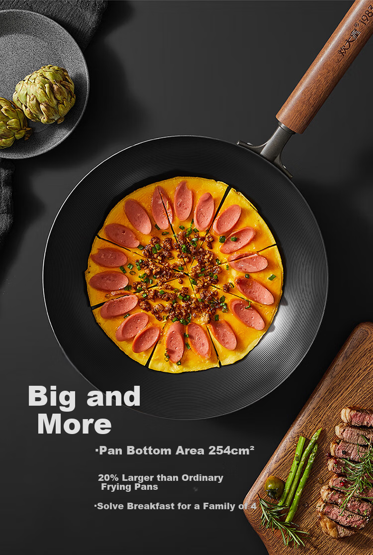 COOKER KING Non-Stick Frying Pan without Chemical Coating for Home Use, Pancakes, Steak, Induction Cooker, Small Iron Wok, Cast Iron Skillet, 24cm 10