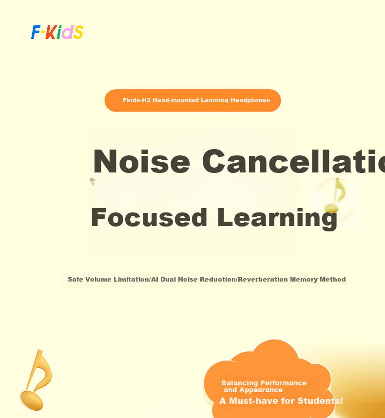 IKF Fkids H2 Over-Ear Bluetooth Wireless Headphones, Professional Recitation And Memorization Headphones, Immersive Student Online Class English Exam Learning And Memorization Specialized 2