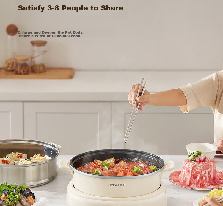 Joyoung Household 5L Large Capacity Electric Hot Pot And Steamer, Upper Steaming Lower Cooking Detachable Design, Specialized Hot Pot, Multifunctional Electric Cooking Pot HG50-G525S with Steamer Basket 21