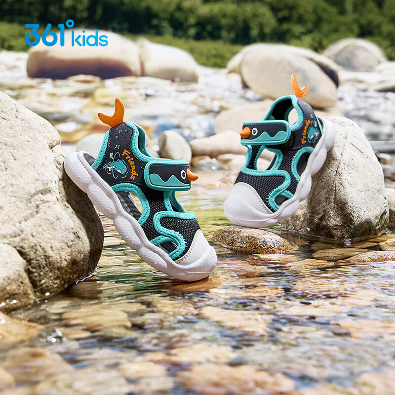361° Little Dolphin Children's Sandals 26 Summer Boys and Girls Breathable Soft Elastic Baby Beach Shoes Blue 22