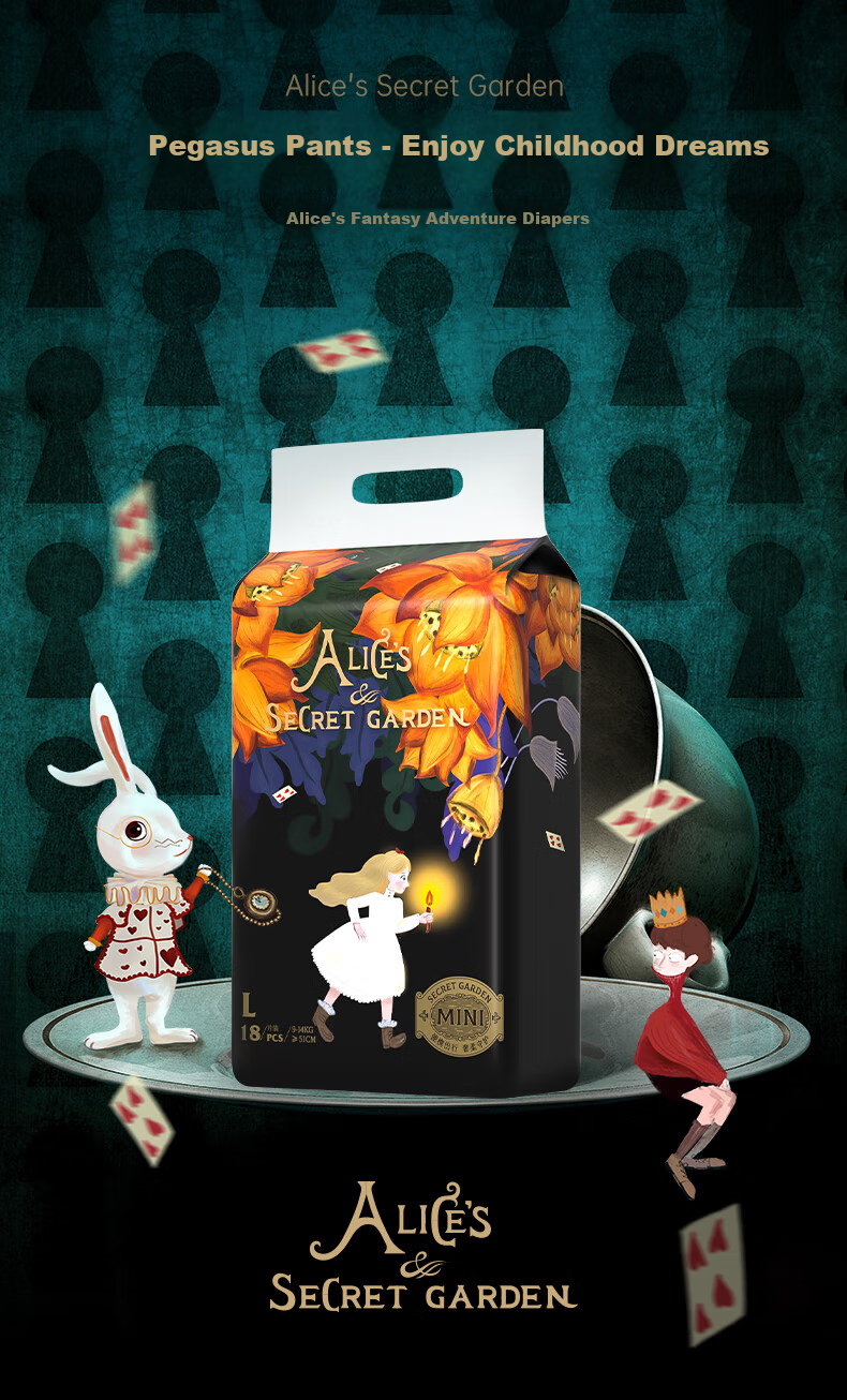 Bebetour Alice in Wonderland Mini Diapers, Size S, 26 Pieces (4-8kg) [Brand Direct Supply, Safe Quality] 1