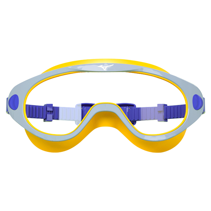 MIZUNO Kids Swimming Goggles Large Frame Waterproof Anti-Fog Silicone Swim Cap Professional Gear 2080 Blue Yellow