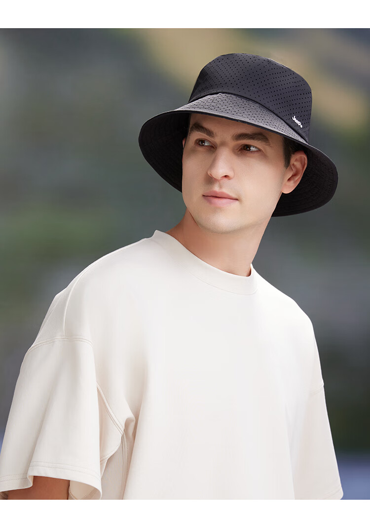 JEEP Men's Summer Fisherman Hat, Outdoor Mesh Breathable Bucket Hat, Sun Protection Hiking Cap for Women, Rock Gray 25