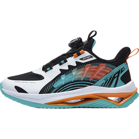 361° Qingyang | Children's Running Shoes, Spring 2025, Boys And Girls, Big Kids, Rotary Buckle, Lightweight Cushioning, Jogging Sneakers, Black, Size 40