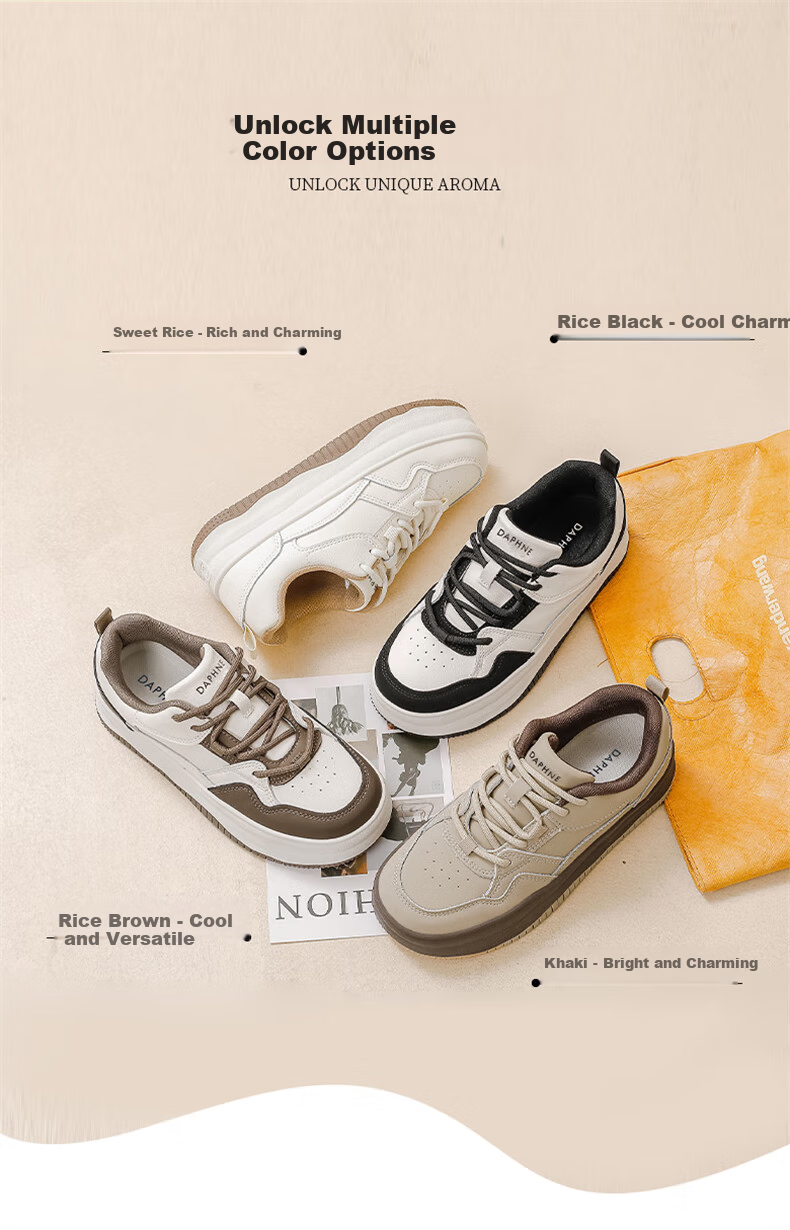Daphne Thick-Soled White Sneakers for Women, Spring 2025 New Style Platform Shoes, Height-Increasing Fashionable Versatile Casual Sports Shoes 1