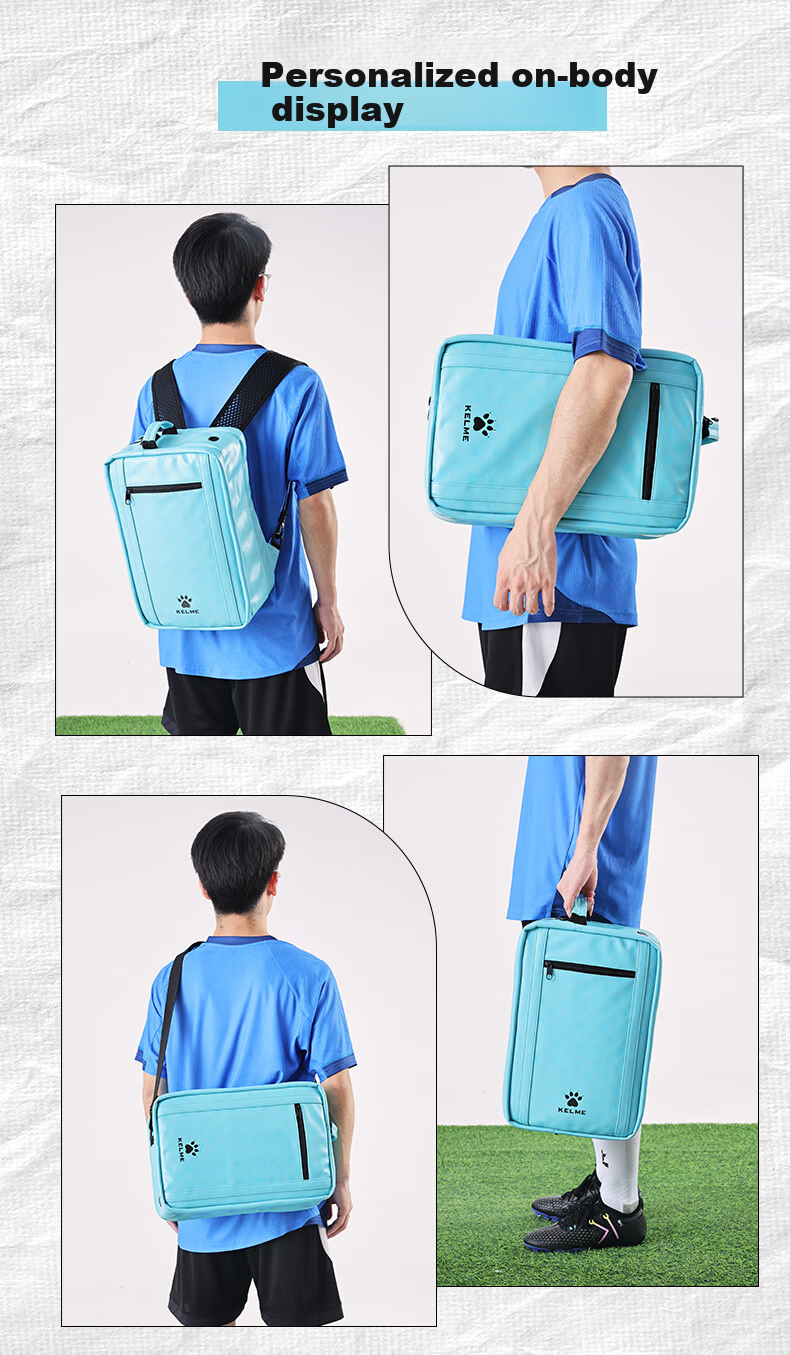 KELME Soccer Training Equipment Bag, Large Capacity Multi-Layer Backpack for Students to Store Footballs And Sneakers, Lake Blue, One Size Fits All 5