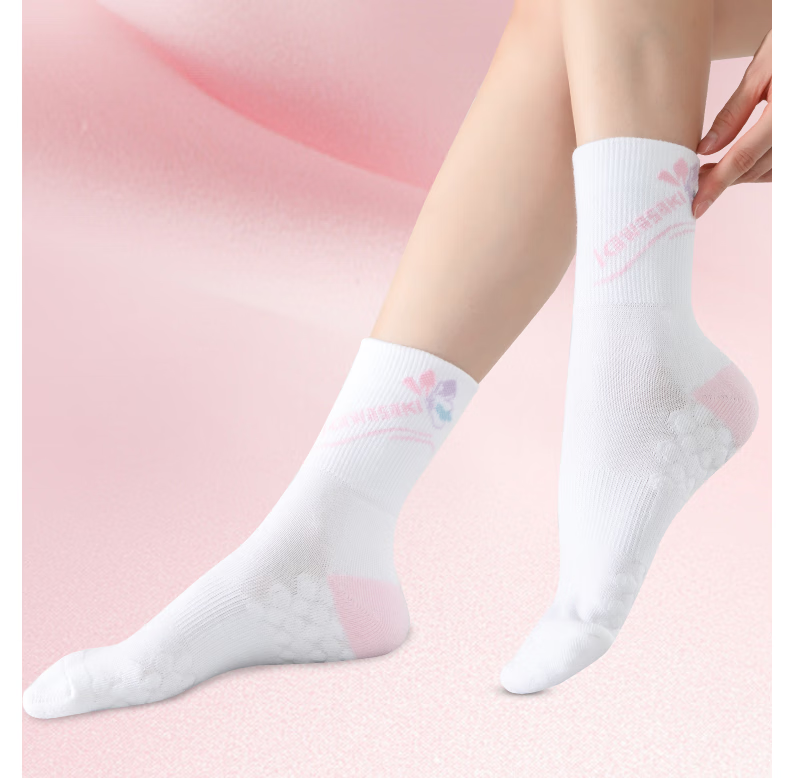 KAWASAKI Women's Featherweight Breathable Sweat-Absorbing Sports Mid Socks, Floral Series C6264 3