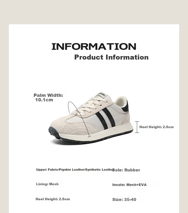ZHR Dexun Women's New Breathable Running Shoes, Thick-Soled Versatile Casual Women's Sneakers, AK207 Beige-Black, Size 38 3