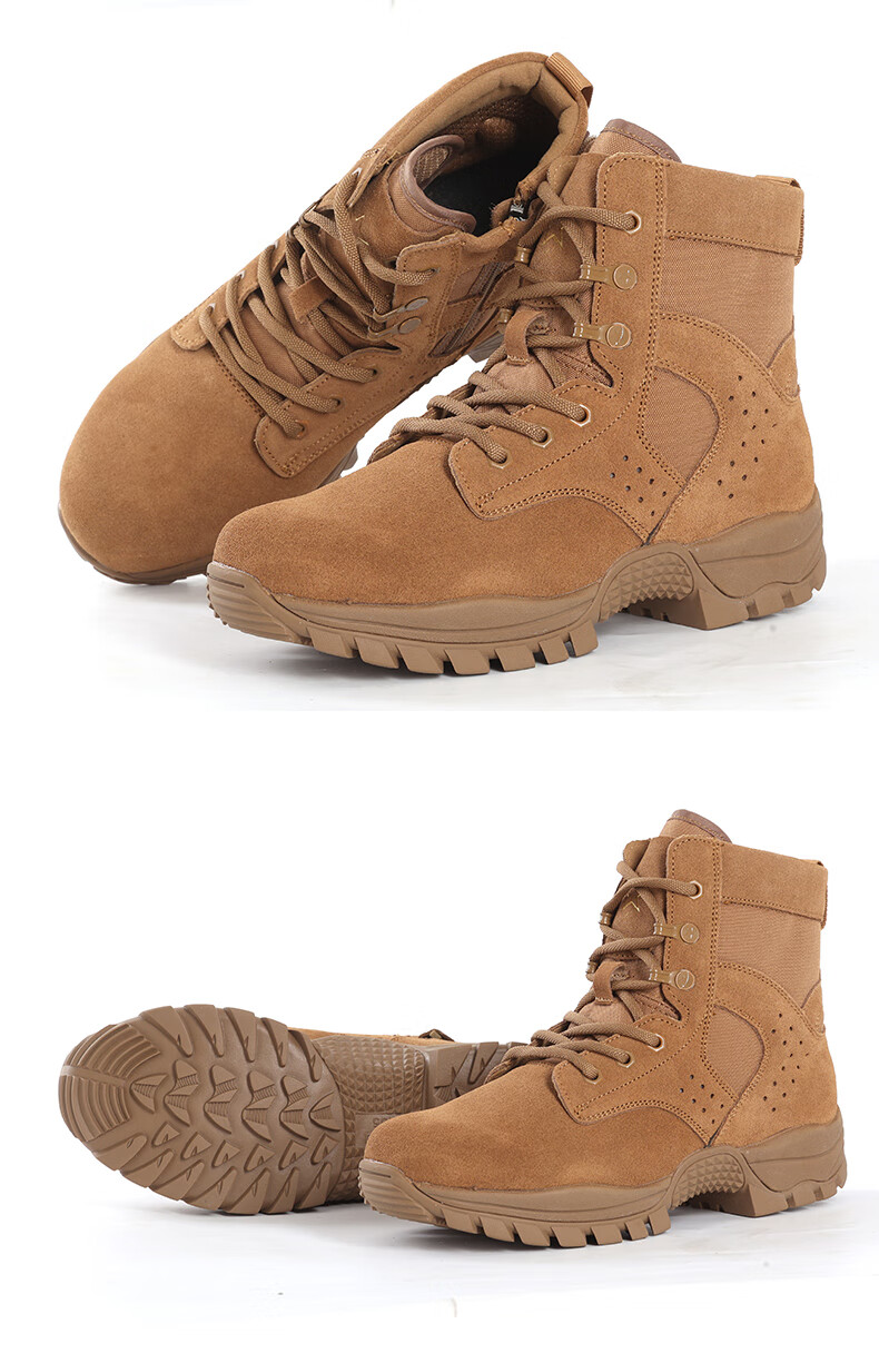 3514 New Style Brown Combat Boots for Men, Ultra-Light Outdoor Desert Boots, Mid-Top Wear-Resistant Puncture-Proof, Brown, Size 40 14