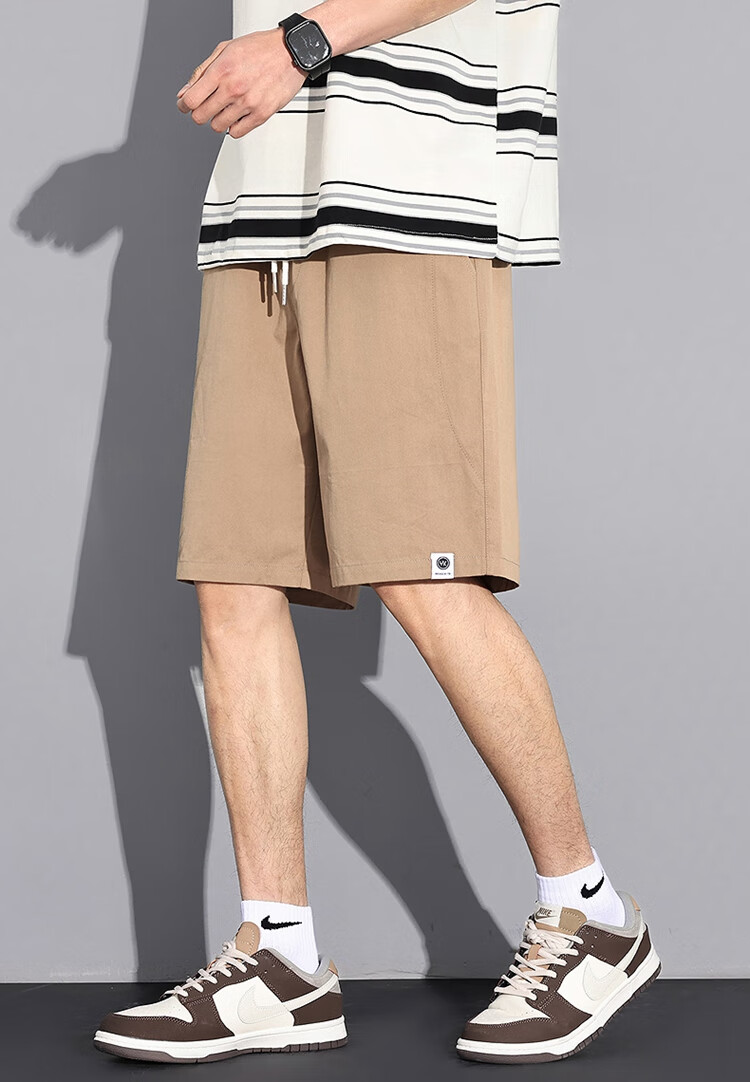 TonLion 2025 Summer Men's Loose Casual Straight-Leg Cargo Shorts, Khaki, Size L 1