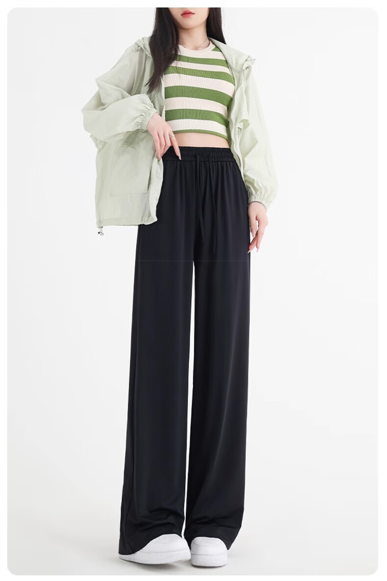 LangSha Ice Silk Wide-Leg Pants Women Summer Thin High-Waist Sun-Protective Slim Loose Straight-Leg Mosquito-Repellent Casual Trousers 17