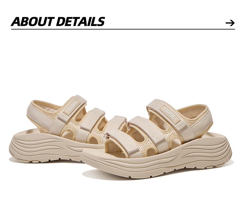 CAMEL Wave Sports Sandals for Women, Breathable Thick-Soled Velcro Beach Shoes X25B16L2039 Milk White/Purple 36 7