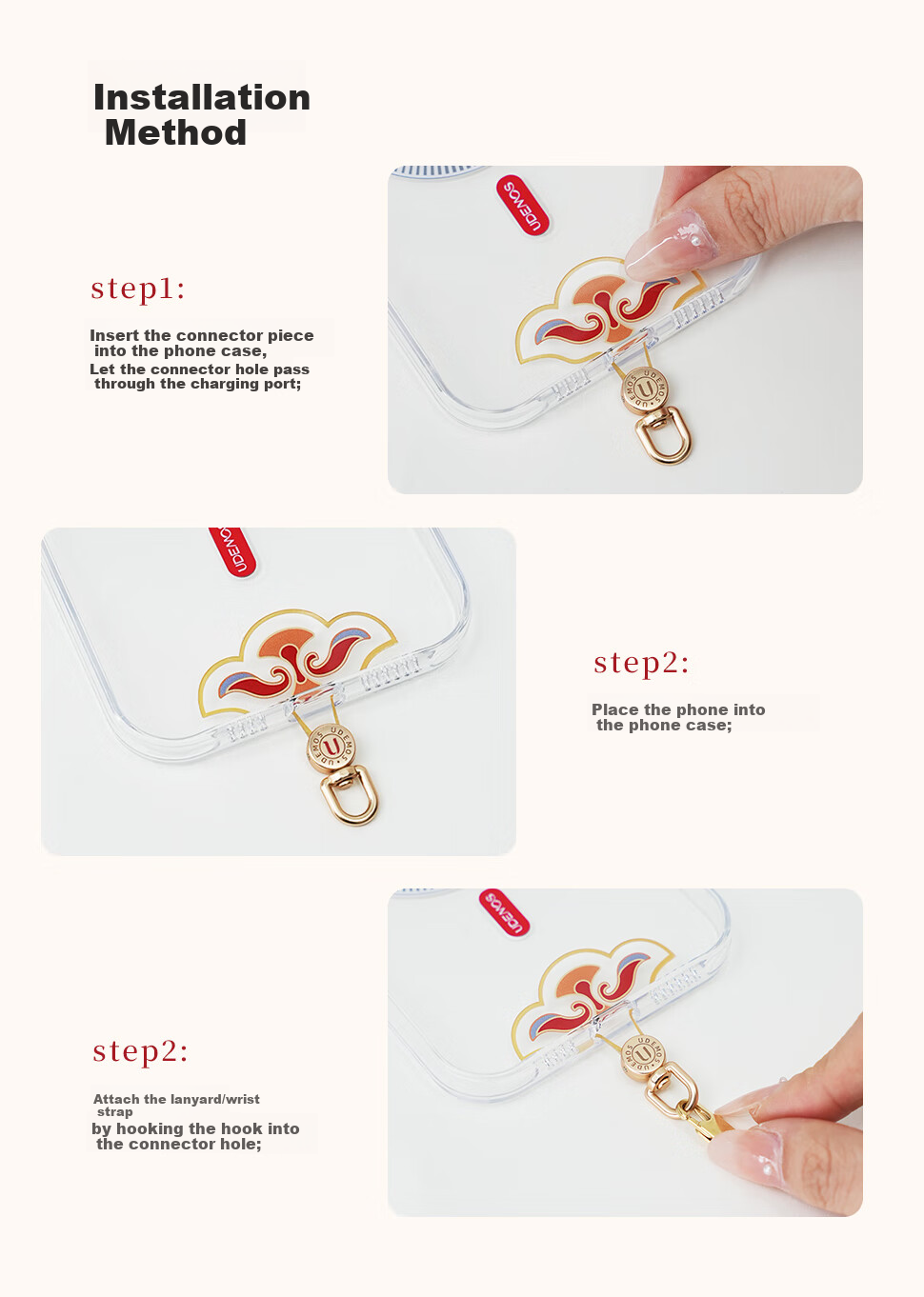 DEFENSE Udemos Phone Lanyard, Colorful Strap, Wrist Short Design, Anti-Loss, Fashionable Portable Phone Chain, Anti-Loss Bracelet, Pearl Bracelet, Yao Guang 5