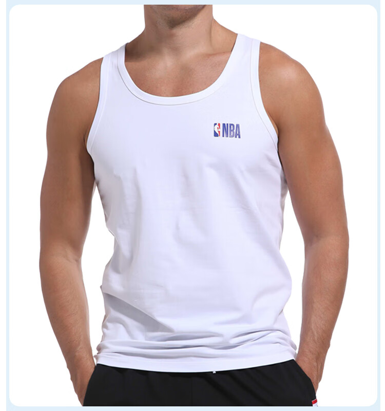 NBA Men's Cotton Sleeveless Vest Slim Fit Stretch Comfortable Basketball Sports Base Layer 2-Pack 10