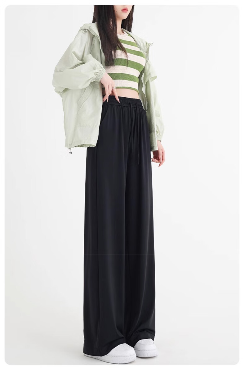 LangSha Ice Silk Wide-Leg Pants Women Summer Thin High-Waist Sun-Protective Slim Loose Straight-Leg Mosquito-Repellent Casual Trousers 16
