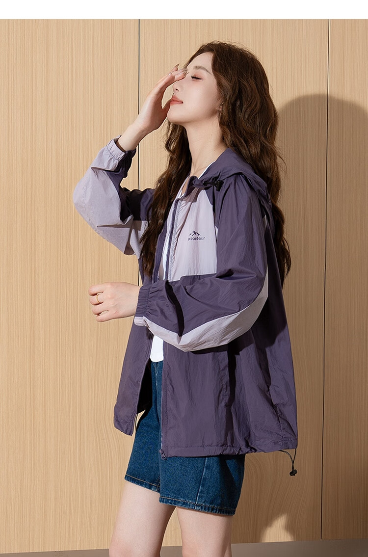 TonLion 2026 Women's Hooded Contrasting Color Patchwork Jacket, Workwear Coat, Simple Women's Outerwear, Casual Cardigan for Wome 5