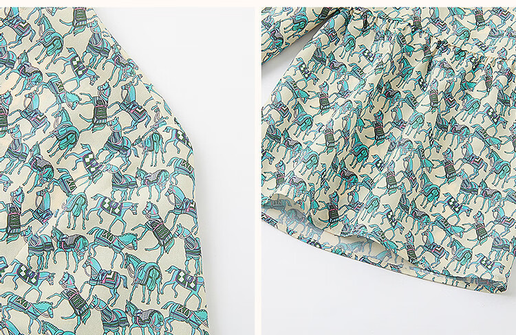 Demana [Artistic Melody] Summer V-Neck Composite Silk Huayao Shirt with Pleated Bell Sleeves Flowing Blouse Women's Top 21