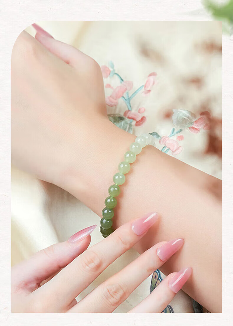 ALLOVE Gradient Hetian Jade Bracelet for Women Light Blue Jade Bangle Birthday 520 Valentine's Day Gift for Girlfriend Wife 2