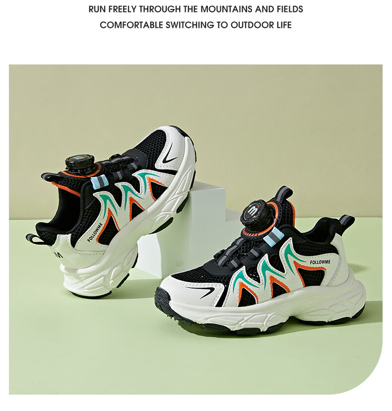 Follow Me Kids Sports Shoes Spring Summer Mesh Breathable Casual Shoes Boys Girls School Running Shoes Black Size 37 7