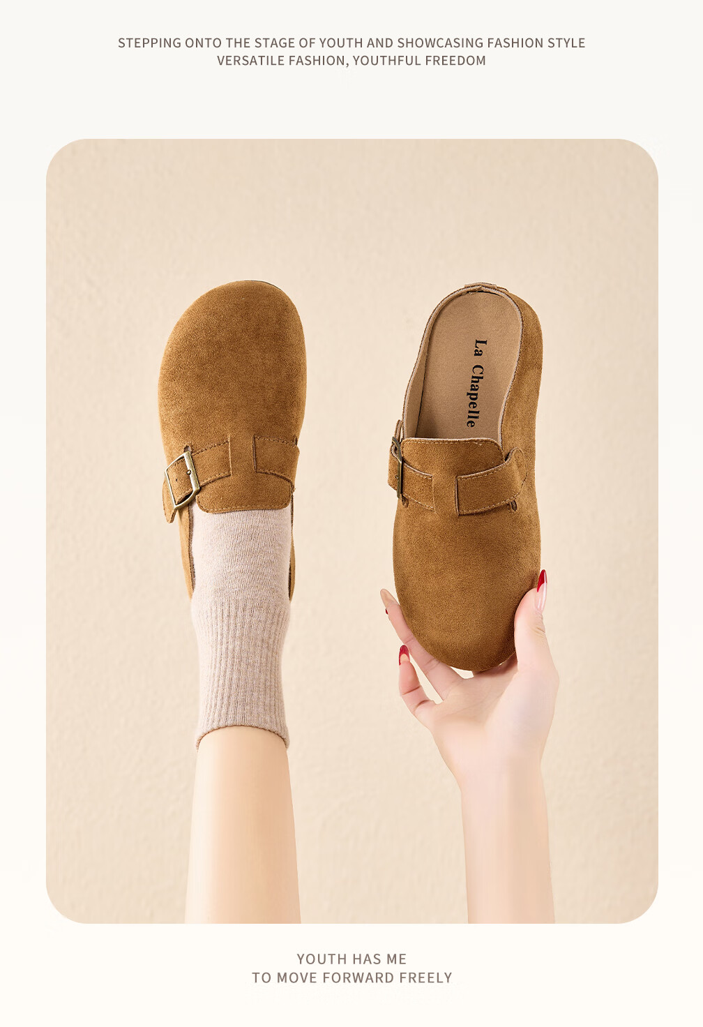 La Chapelle Women's Birkenstock Lightweight Slip-On Soft Sole Versatile Half-Slip Shoes - XZX100 Khaki Size 36 3