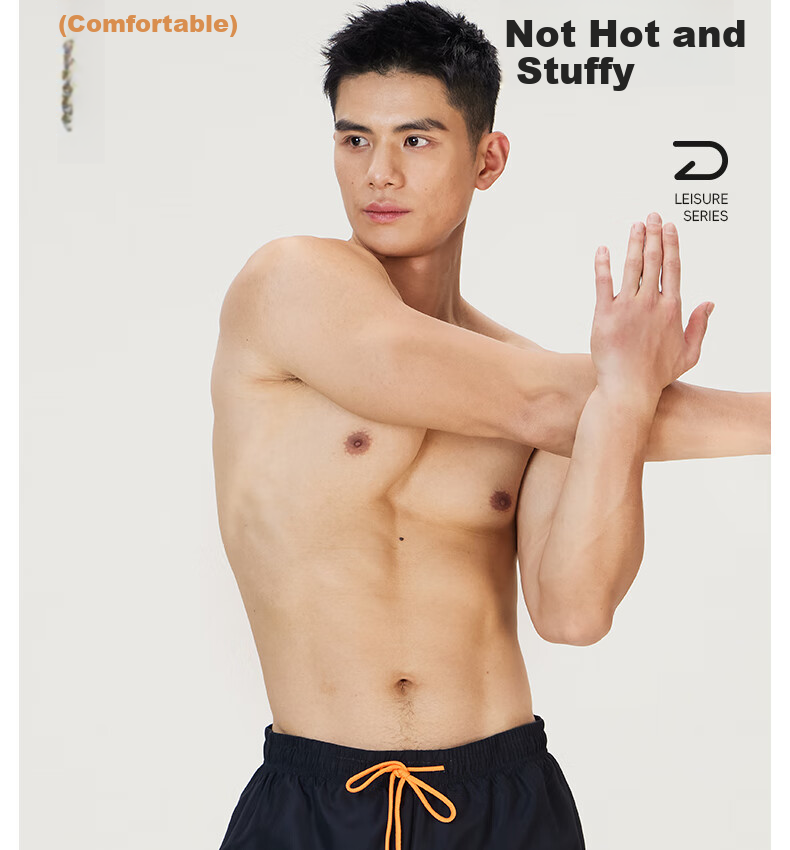 Li-Ning Beach Shorts, Men's Quick-Dry Swim Trunks, Suitable for Water Activities, Loose-Fitting, Minimalist Design, Hot Spring Swimwear, 0301 Black, Size L 6