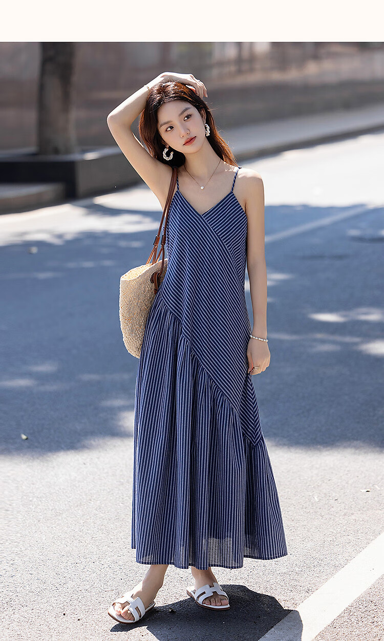Demana [with Soft Cloud Cotton] Summer Multi-layer Spliced Sleeveless Strap Irregular A-line Women's Dress 17