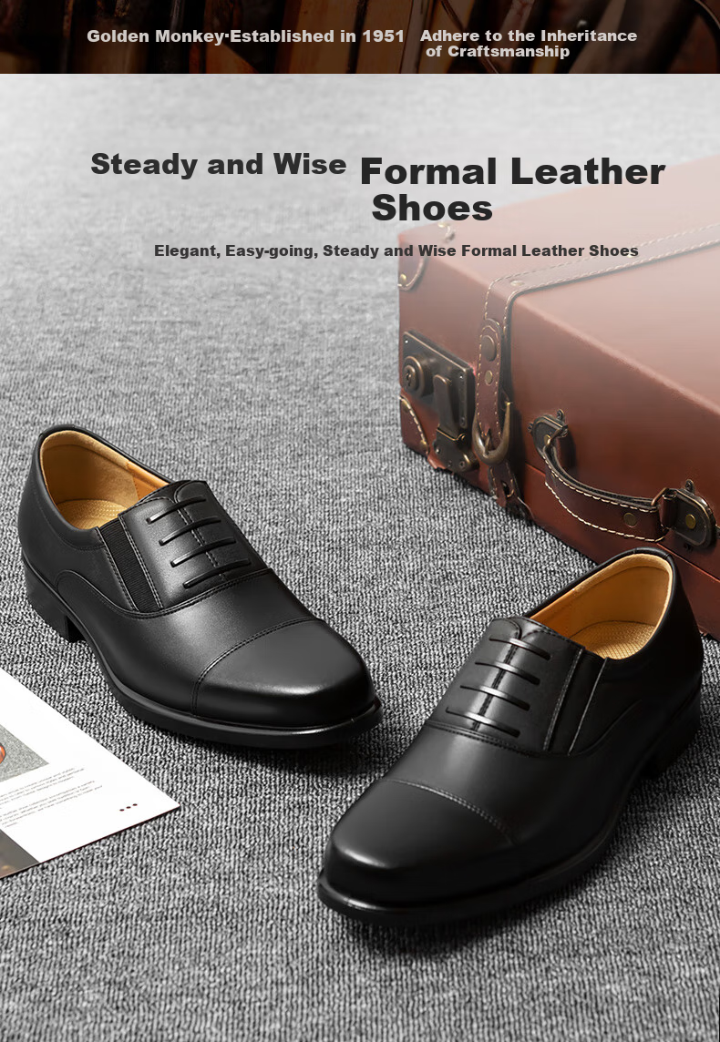 JINHOU Three-Joint Leather Shoes for Men, Business Formal Wear Commute Interview Derby Shoes for Men, SQ20179A, Black, Size 42 6