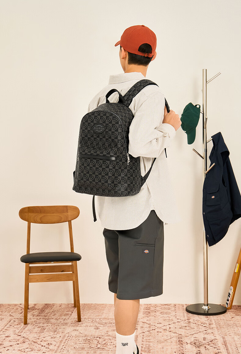 Dickies Backpack for Men And Women, Checkered Fashion Casual Versatile Large Capacity Travel Bag Student Schoolbag Laptop Bag 14 Inch 1