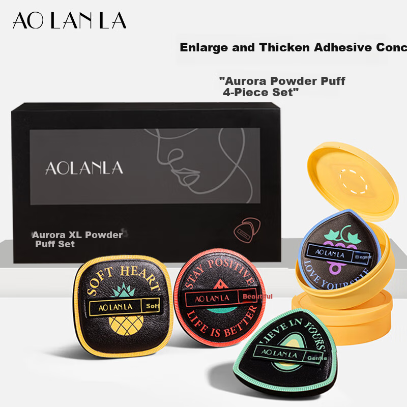 AOLANLA Thickened Air Cushion Powder Puff, Ultra Soft And Adherent, Makeup Sponge Puff for Dry And Wet Use, Foundation Puff with Independent Storage, Set of 4